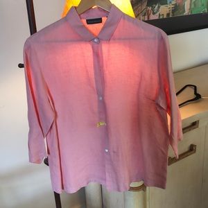Button down linen blouse  salmon coral color